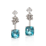 Aquamrine and Diamond Platinum Earrings