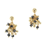 Black Diamond Cluster Earrings With Post