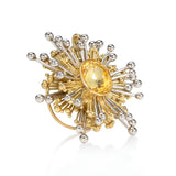 Yellow Sapphire Platinum and gold Brooch