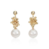 Round White Pearl Droplet Earrings